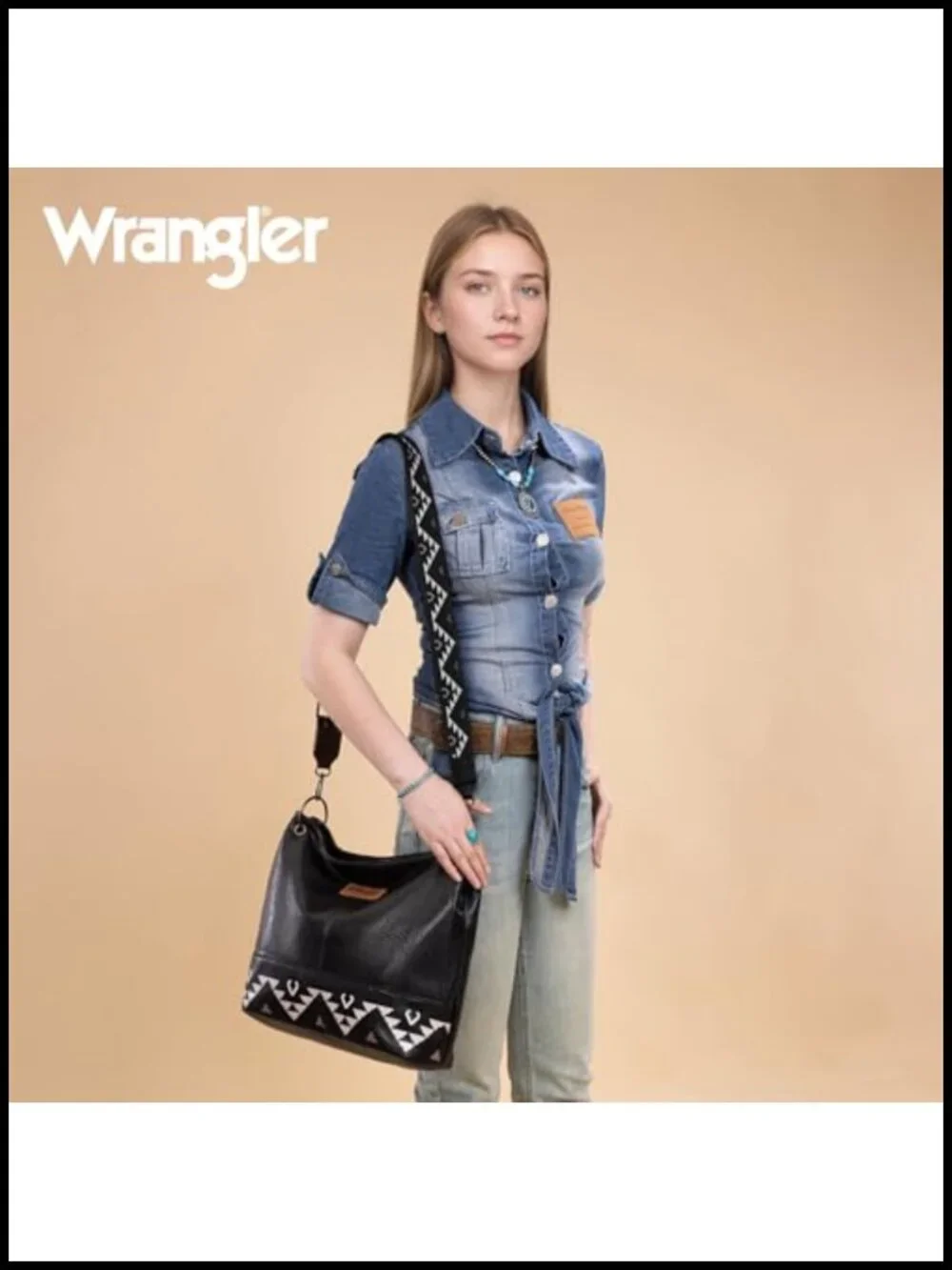 Hobo Bag with Aztec Design Faux Leather Shoulder Purse Crossbody